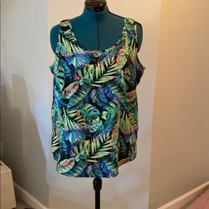 Tropical print sleeveless top